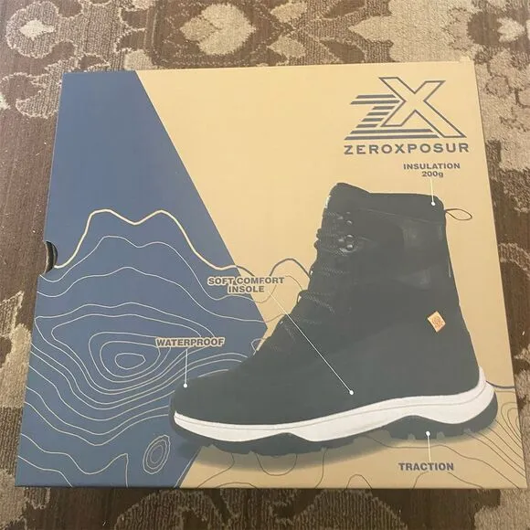 ZeroXposur Men's Black Snow Boots Size 12M Waterproof Winter Casual