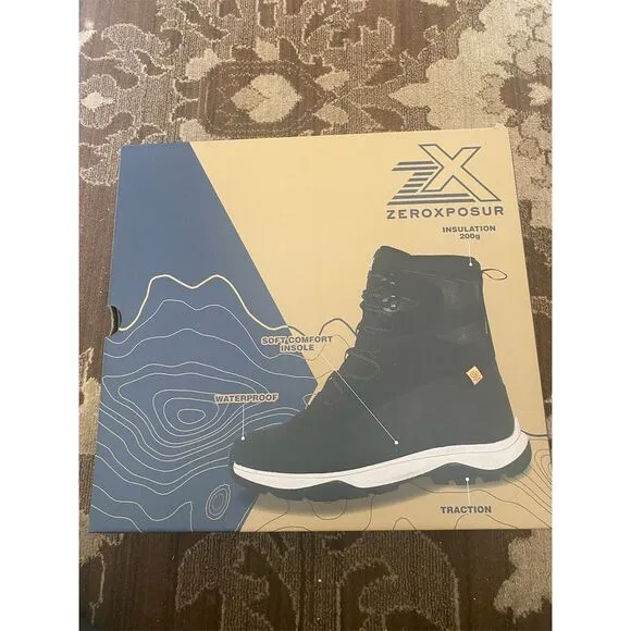 ZeroXposur Men's Black Snow Boots Size 12M Waterproof Winter Casual