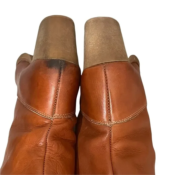 Zodiac Vintage Brown Leather Shearling Lined Heeled Boots Size 7 N (Narrow)