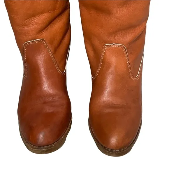Zodiac Vintage Brown Leather Shearling Lined Heeled Boots Size 7 N (Narrow)