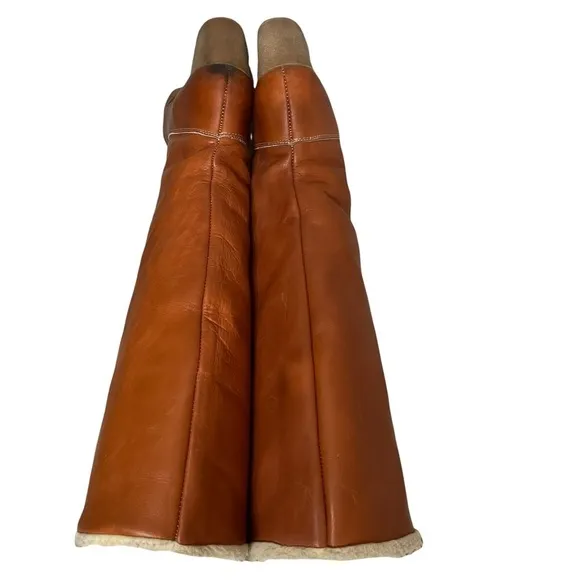 Zodiac Vintage Brown Leather Shearling Lined Heeled Boots Size 7 N (Narrow)